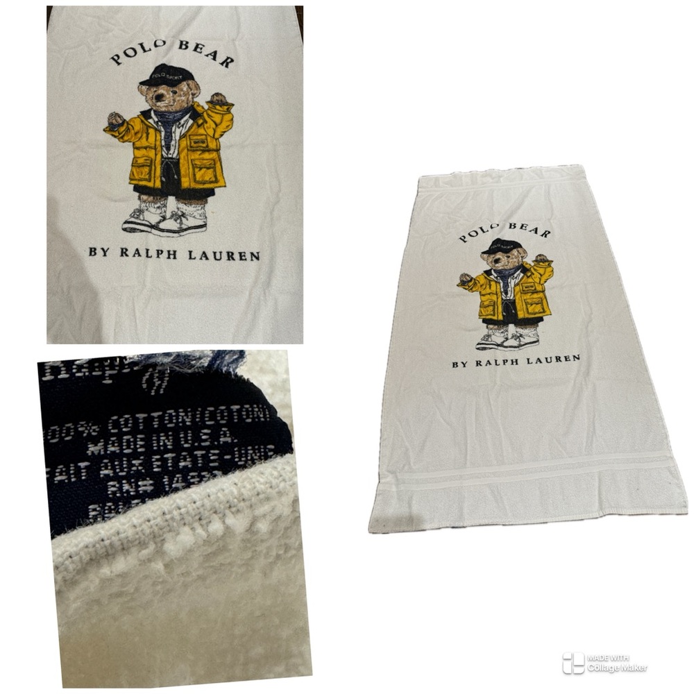 Vintage Ralph Lauren XL Polo Bear Beach towel 34x65